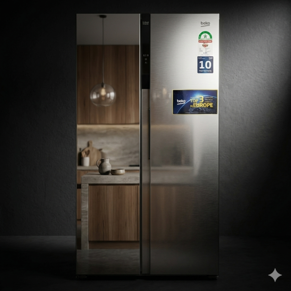 Beko BFF255 UK KE 429L Side-by-Side Fridge Freezer with Inverter Compressor & NeoFrost™ Technology – Inox