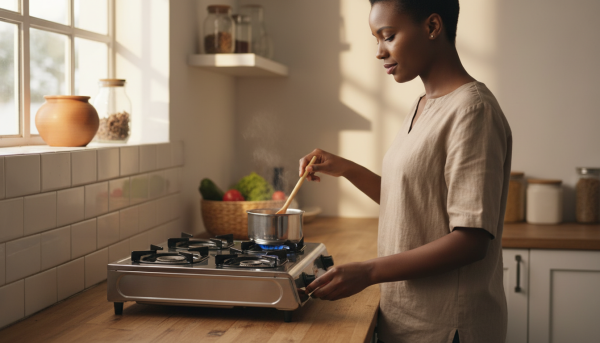 Ramtons RG/518 Double Burner Gas Cooker - Stainless Finish with Eco-Friendly Gas