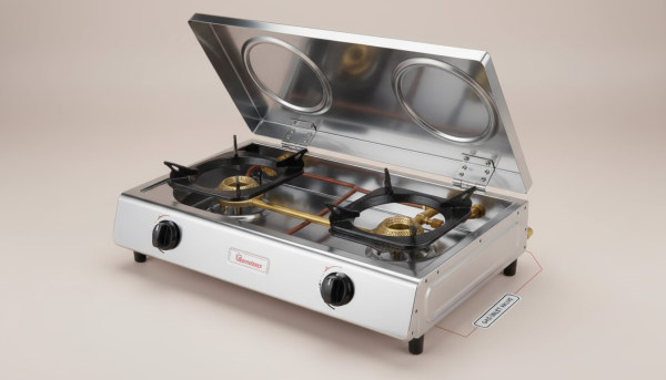 Ramtons RG/518 Double Burner Gas Cooker - Stainless Finish with Eco-Friendly Gas