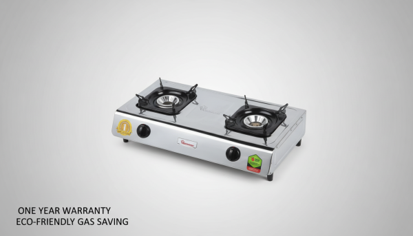 Ramtons RG/518 Double Burner Gas Cooker - Stainless Finish with Eco-Friendly Gas