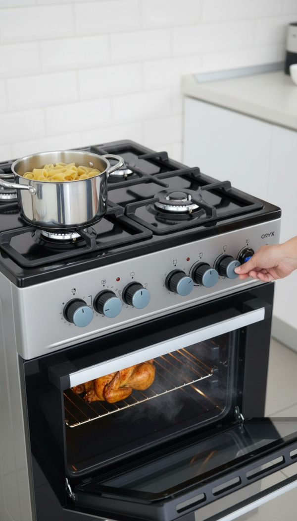 Oryx OST260U31E3SBE Free Standing Cooker 60x60 Silver - 4225W for Effortless Cooking
