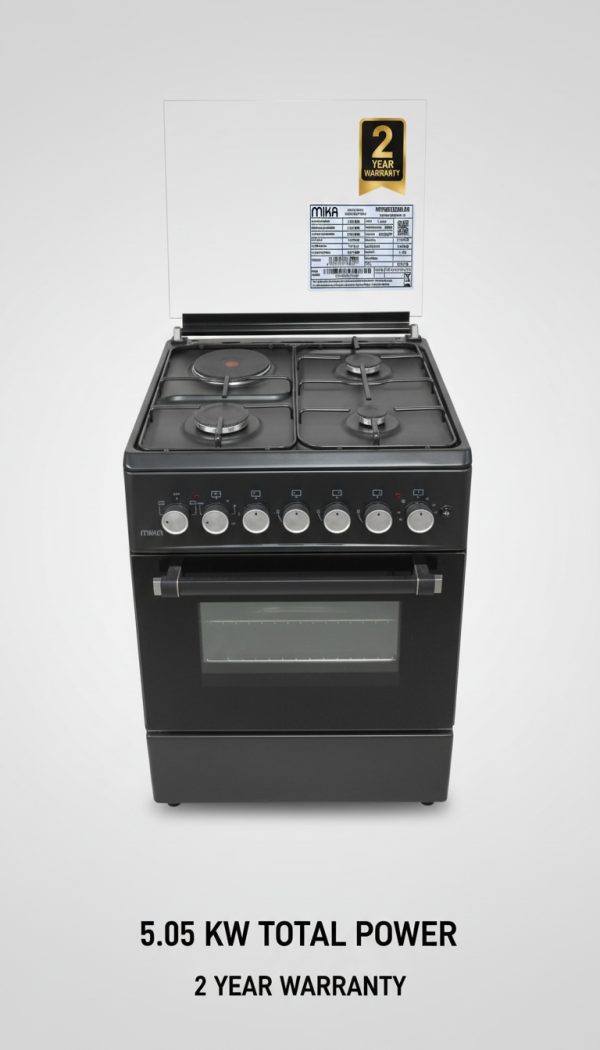Mika MST58U31E3BLEM Gas & Electric Cooker, 5.05 KW Total Power, Sleek Silver Finish, Efficient Cooking Solution