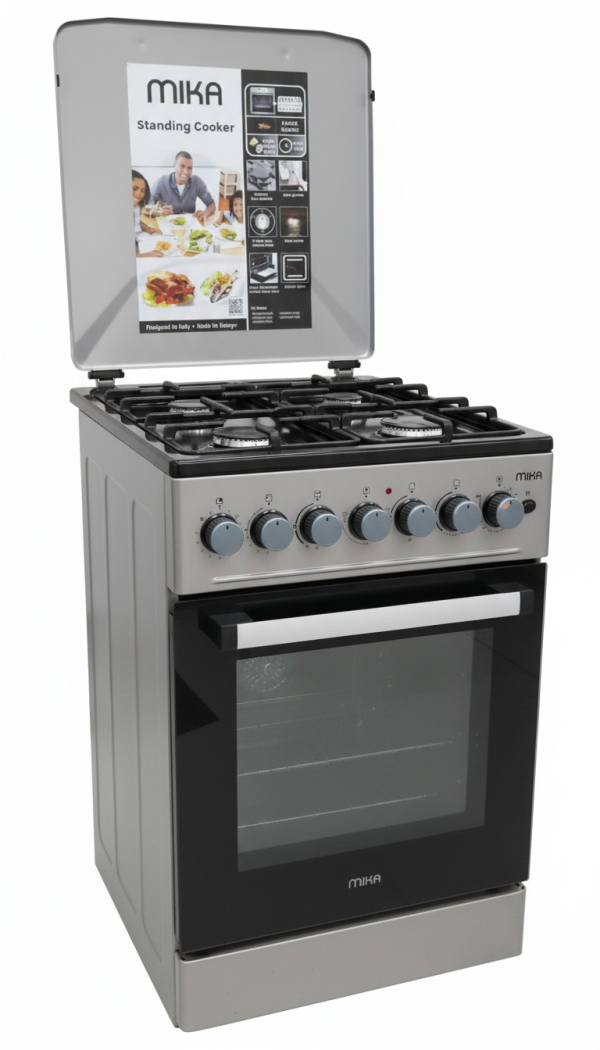 Mika MST5060P4GESL Free Standing Oven, 50x60, Black & Grey, Efficient Cooking for Your Home