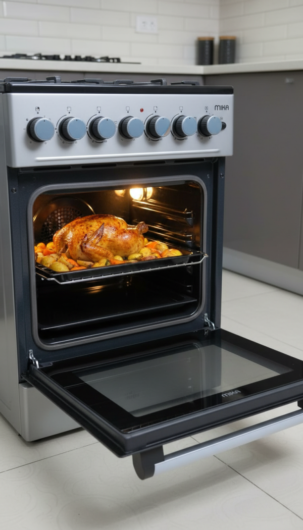 Mika MST5060P4GESL Free Standing Oven, 50x60, Black & Grey, Efficient Cooking for Your Home