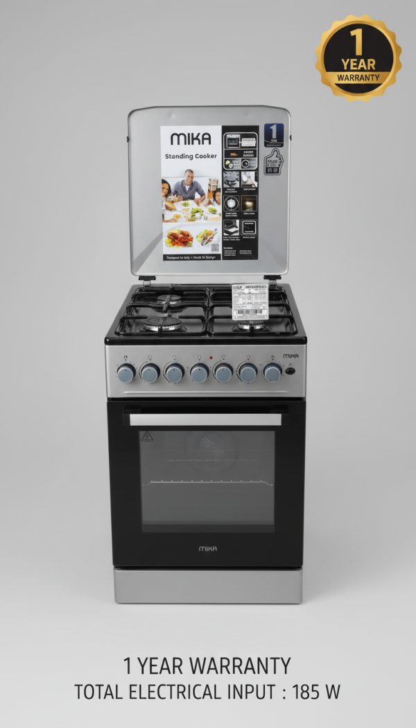 Mika MST5060P4GESL Free Standing Oven, 50x60, Black & Grey, Efficient Cooking for Your Home