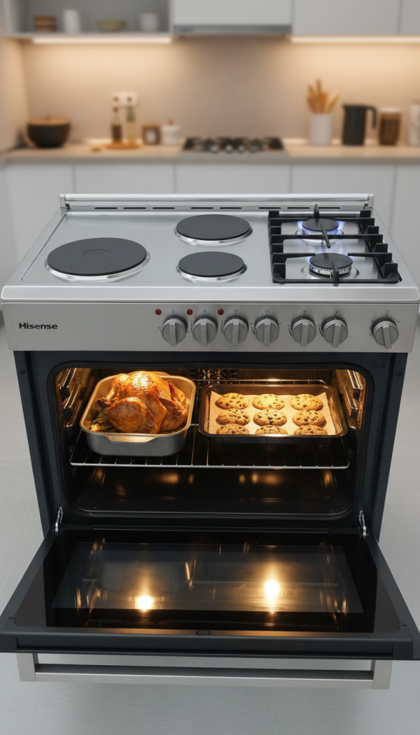 Hisense HF942GEES Freestanding Stove 120L Capacity LPG 4 Burners with Energy Efficient Performance