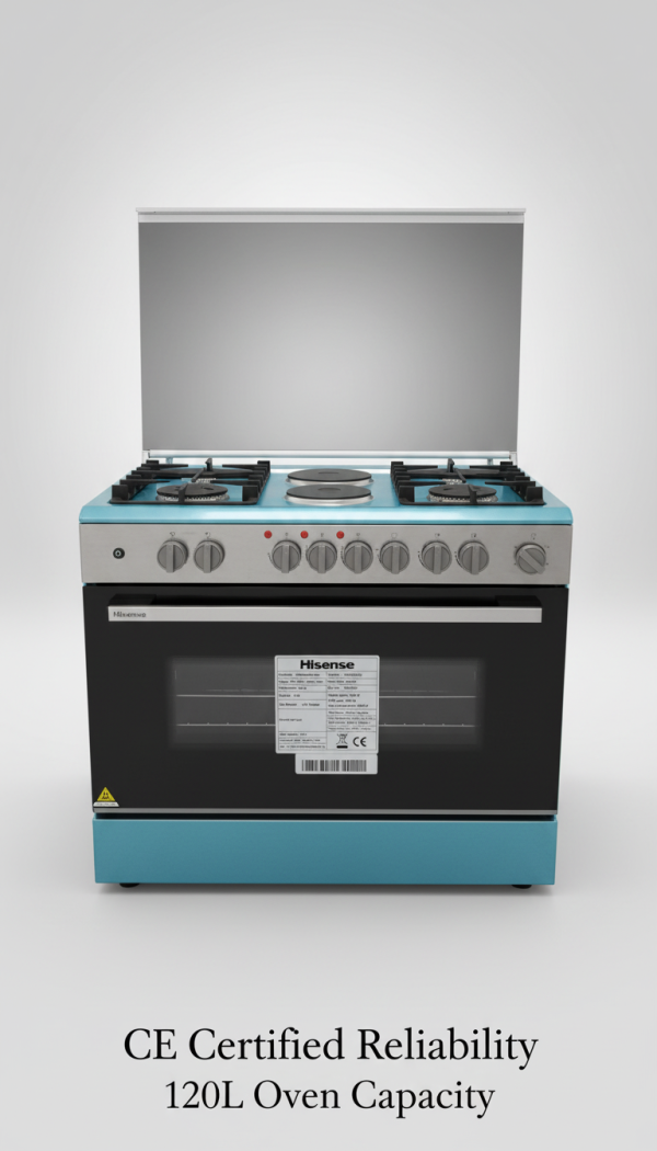 Hisense HF942GEES Freestanding Stove 120L Capacity LPG 4 Burners with Energy Efficient Performance