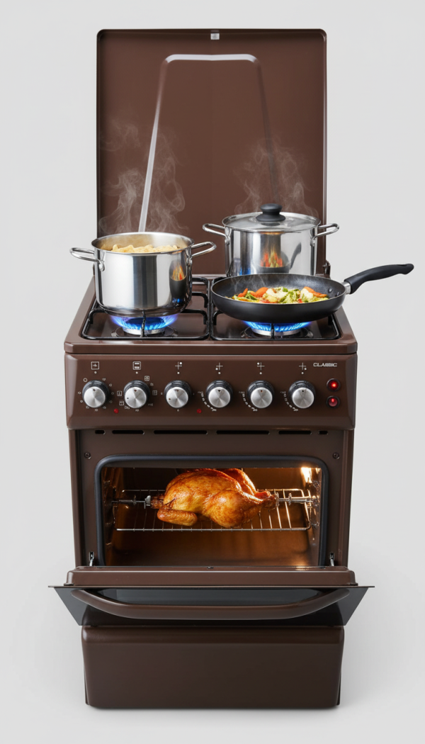 Armco GC-F5531FX Cooker, 3 Gas Burners Plus Hot Plate, Rotisserie Function, Made in Europe