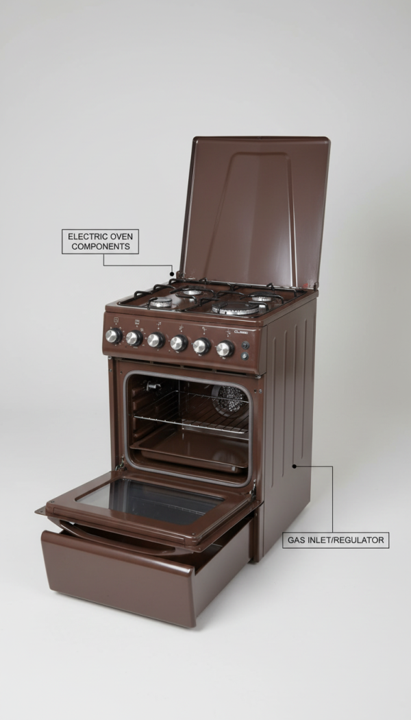 Armco GC-F5531FX Cooker, 3 Gas Burners Plus Hot Plate, Rotisserie Function, Made in Europe