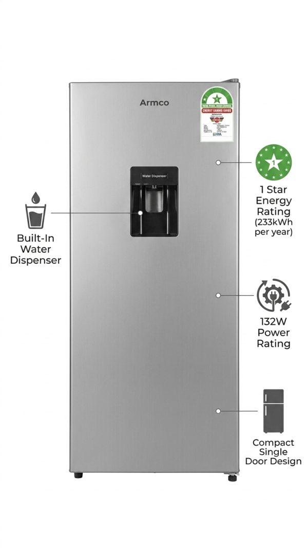 ARMCO ARF-246WD(DS) Refrigerator-Freezer 132W Silver with Energy-Saving Design