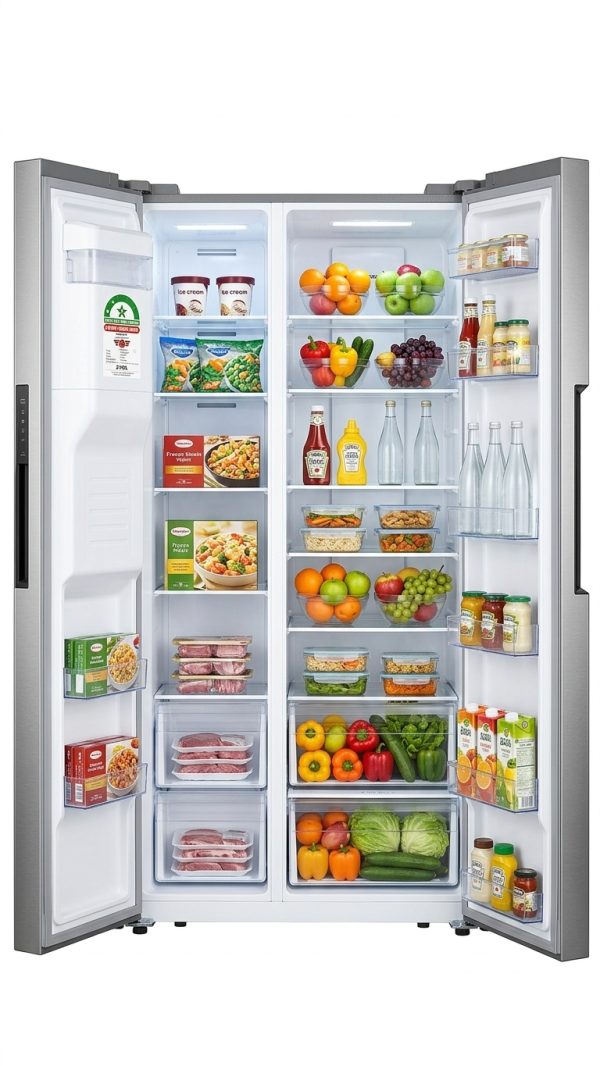 Hisense REF558DR Refrigerator, 300W, Silver Finish, Energy Efficient for Cost Savings