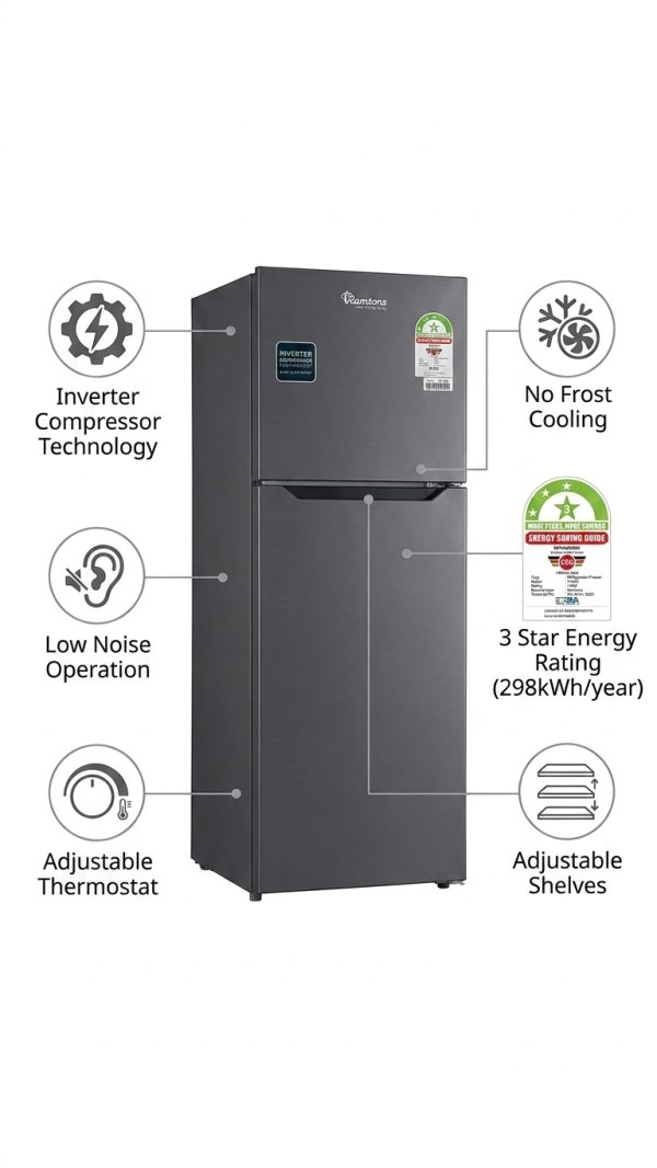 Ramtons RF/325 Refrigerator-Freezer, 140W, Energy Efficient, Sleek Design For Nairobi Homes