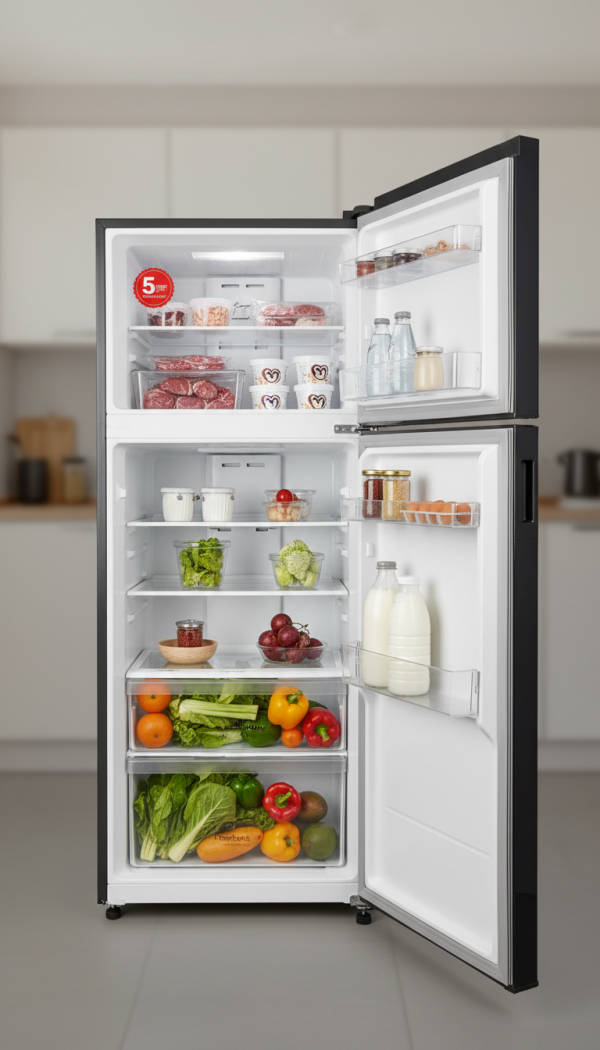 Ramtons RF/327 Refrigerator Freezer, No Frost Cooling, 3 Star Rating, 5 Year Warranty