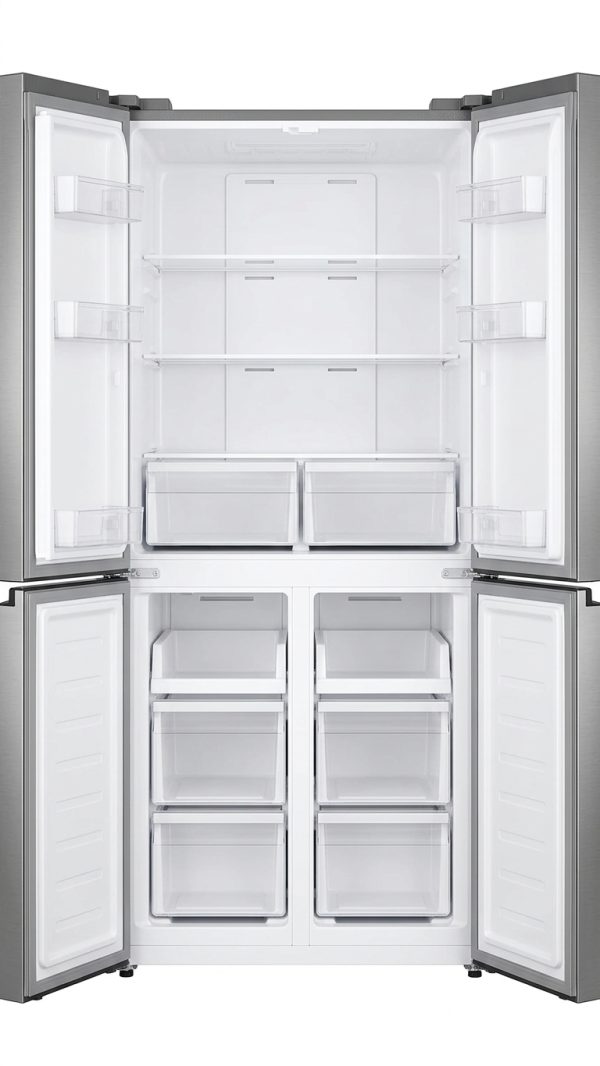 Roch RFR-525IWD4-I 420L Four-Door Side-by-Side Refrigerator with Water Dispenser – Stainless Steel