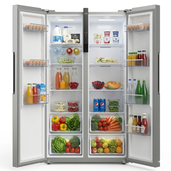 Beko BFF255 UK KE 429L Side-by-Side Fridge Freezer with Inverter Compressor & NeoFrost™ Technology – Inox