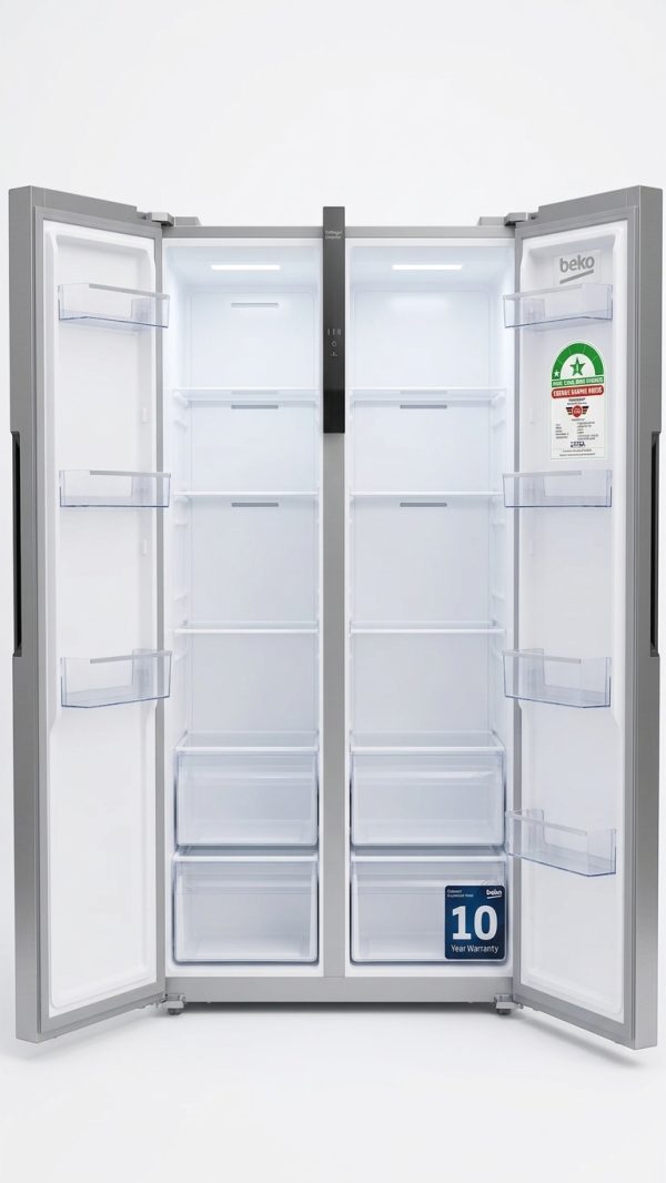 Beko BFF255 UK KE 429L Side-by-Side Fridge Freezer with Inverter Compressor & NeoFrost™ Technology – Inox