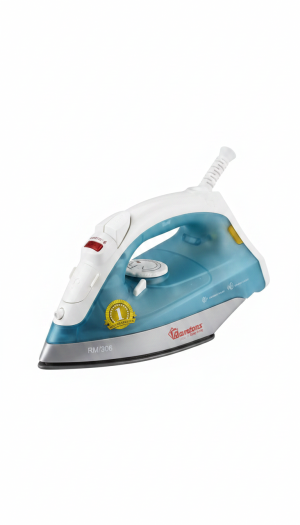 Ramtons RM/306 Steam Iron with One Year Warranty - Easy Glide, Blue Finish