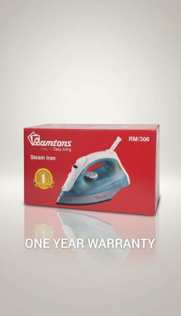 Ramtons RM/306 Steam Iron with One Year Warranty - Easy Glide, Blue Finish