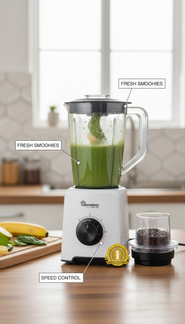 Ramtons RM/579 Blender with Mill - Versatile Kitchen Essential with 1 Year Warranty