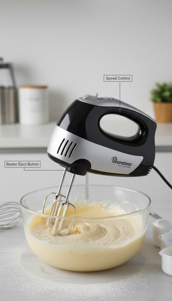 RM/382 Hand Mixer With 1 Year Warranty - Easy Mix for Perfect Bakes