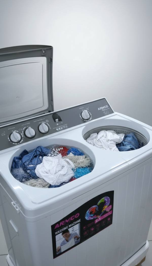 Armco AWM-TT 1305P Twin Tub Washing Machine 13kg Wash Capacity, 5kg Spin Capacity - Efficient Cleaning for Your Home